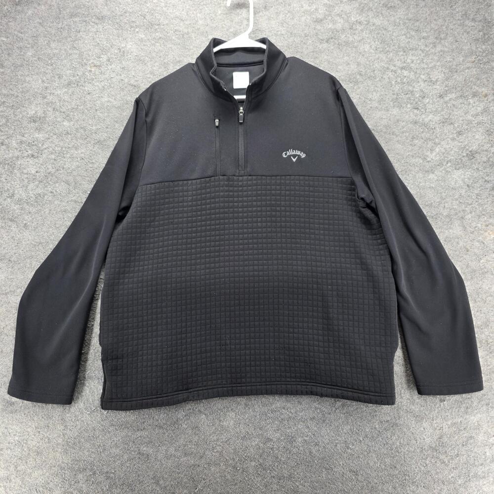 Callaway Pullover Mens L Black Long Sleeve 1/4 Zip Mock Neck Golf Thermal